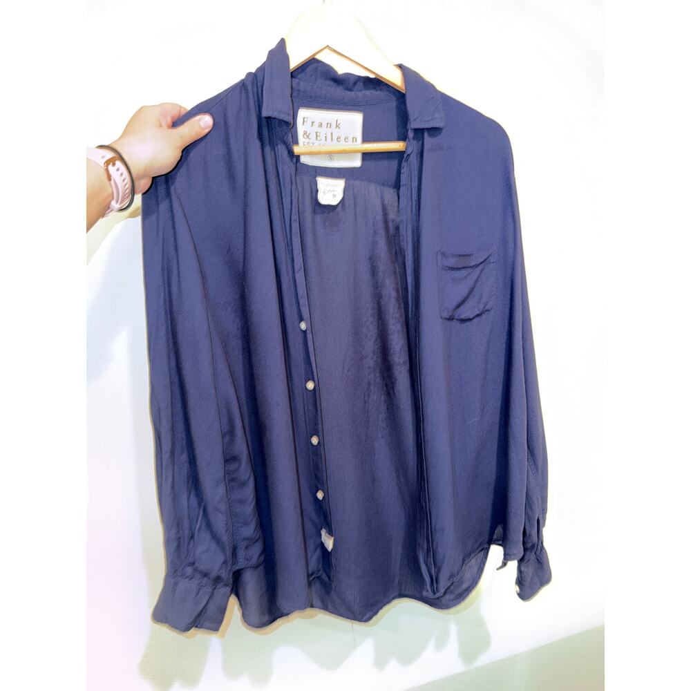 Frank & Eileen Eileen Long sleeve shirt Navy Modal S - Picture 2 of 6